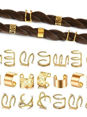 Metal Alloy Rhinestone Hair Accessories for Braids, Dreadlocks, and Beards - Non